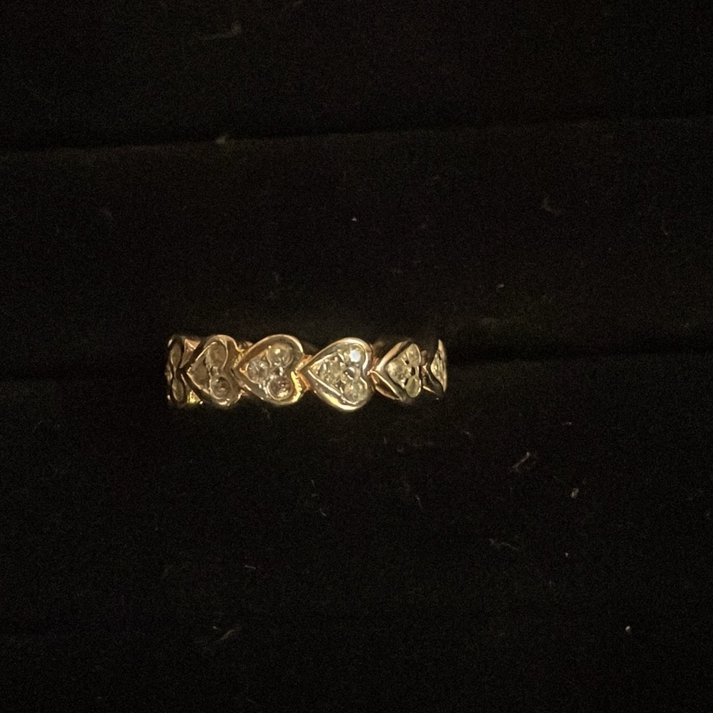 Vintage heart ring with faux diamonds - Picture 5 of 6